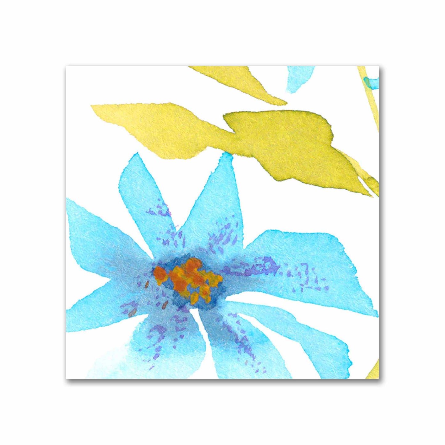 Cotton Sateen Fabric with Hand-painted Blue Watercolor Floral Print, FACS-1434