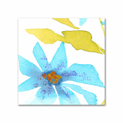 Cotton Sateen Fabric with Hand-painted Blue Watercolor Floral Print, FACS-1434