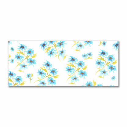Cotton Sateen Fabric with Hand-painted Blue Watercolor Floral Print, FACS-1434