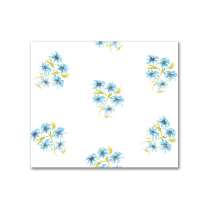 Cotton Sateen Fabric with Hand-painted Blue Watercolor Floral Pattern Print, FACS-1435