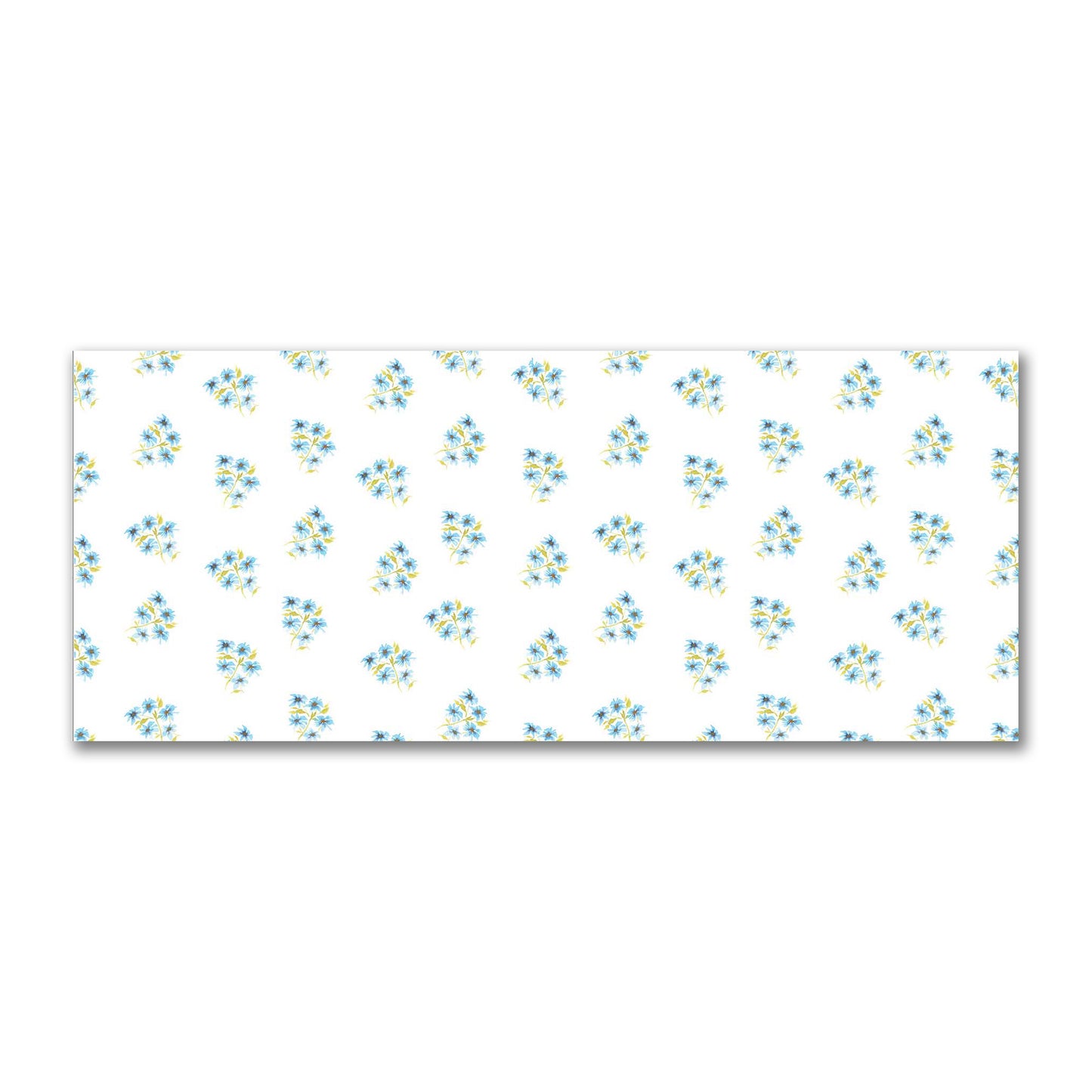 Cotton Sateen Fabric with Hand-painted Blue Watercolor Floral Pattern Print, FACS-1435