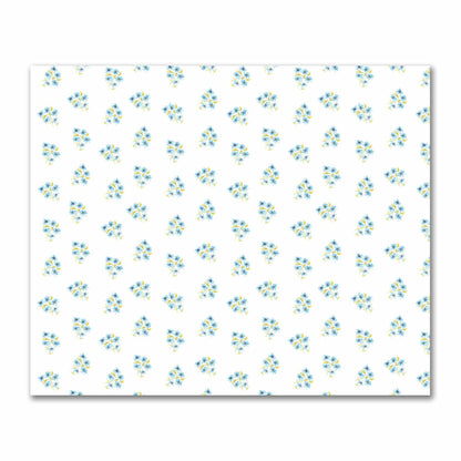 Cotton Sateen Fabric with Hand-painted Blue Watercolor Floral Pattern Print, FACS-1435
