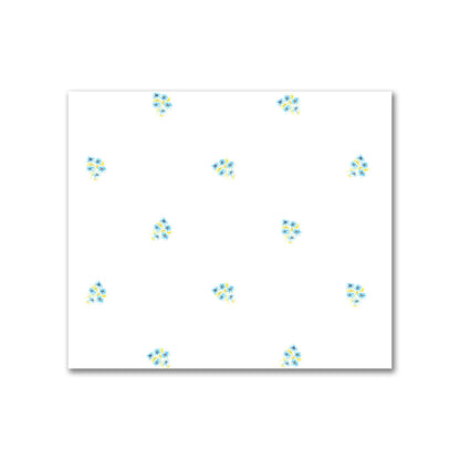 Cotton Sateen Fabric with Hand-painted Small Blue Watercolor Floral Pattern Print, FACS-1436