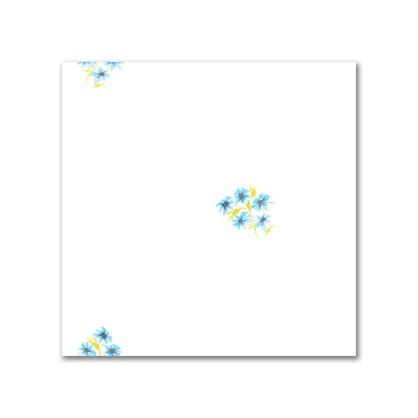 Cotton Sateen Fabric with Hand-painted Small Blue Watercolor Floral Pattern Print, FACS-1436