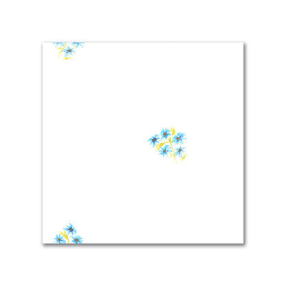 Cotton Sateen Fabric with Hand-painted Small Blue Watercolor Floral Pattern Print, FACS-1436