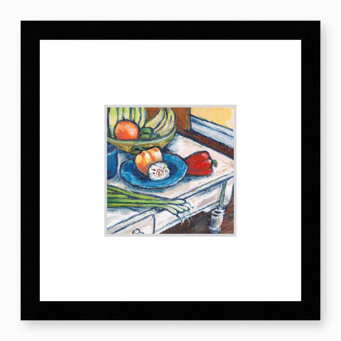 Framed Fine Art Print, Faux Mat - 12x12 inches | Still Life in Acrylic, FMS-1000-1101, Prints, Fine art, Black Frame, 30 x 30 cm ,12 x 12 inches