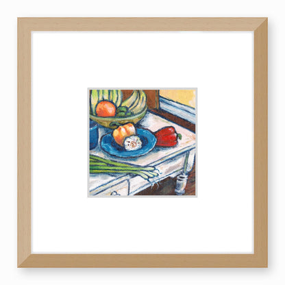 Framed Fine Art Print, Faux Mat - 12x12 inches | Still Life in Acrylic, FMS-1000-1101, Prints, Fine art, Natural Frame, 30 x 30 cm ,12 x 12 inches