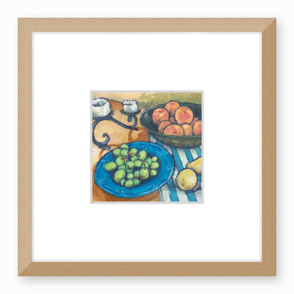 Framed Fine Art Print, Faux Mat - 12x12 inches | Still Life in Acrylic, FMS-1000-1103, Prints, Fine art, Natural Frame, 30 x 30 cm ,12 x 12 inches