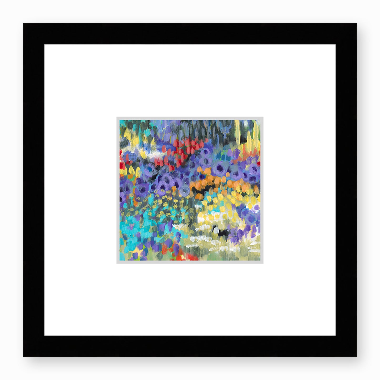 Wildflower Garden #2145 Framed Fine Art Print - Square Layout with Faux Mat Board