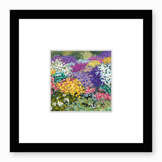 Framed Fine Art Print, Faux Mat - 12x12 inches | Floral Garden, FMS-1000-1147, Prints, Fine art, Black Frame, 30 x 30 cm ,12 x 12 inches