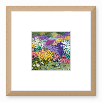 Framed Fine Art Print, Faux Mat - 12x12 inches | Floral Garden, FMS-1000-1147, Prints, Fine art, Natural Frame, 30 x 30 cm ,12 x 12 inches
