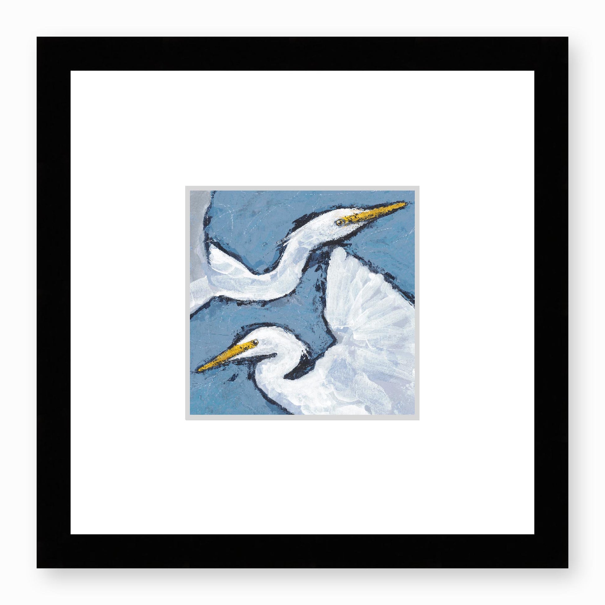 Framed Fine Art Print, Faux Mat - 12x12 inches | Heron Pair in Acrylic, FMS-1020-002, Prints, Fine art, Black Frame, 30 x 30 cm ,12 x 12 inches