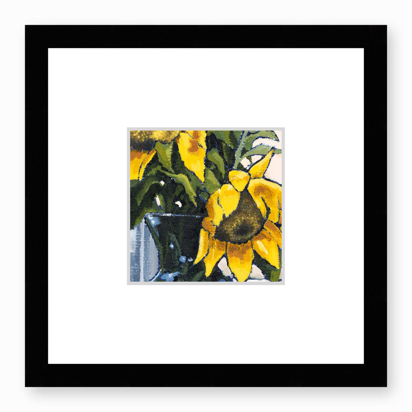 Framed Fine Art Print, Faux Mat - 12x12 inches | Sunflowers in Acrylic, FMS-1040-001, Prints, Fine art, Black Frame, 30 x 30 cm ,12 x 12 inches