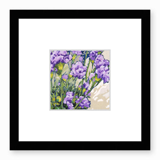 Framed Fine Art Print, Faux Mat - 12x12 inches | Mauve Carnations in Acrylic, FMS-1070-002, Prints, Fine art, Black Frame, 30 x 30 cm ,12 x 12 inches