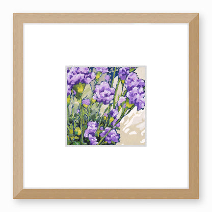 Framed Fine Art Print, Faux Mat - 12x12 inches | Mauve Carnations in Acrylic, FMS-1070-002, Prints, Fine art, Natural Frame, 30 x 30 cm ,12 x 12 inches