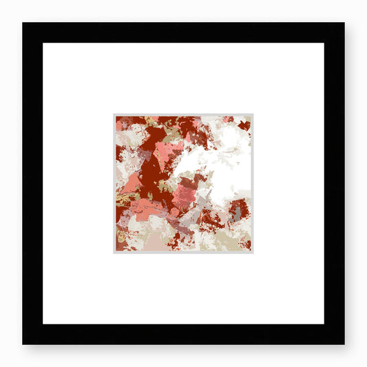 Classic Henna Abstract Graphic Art Print with Faux Mat Board | 30 x 30 cm / 12 x 12 inches | Black Frame