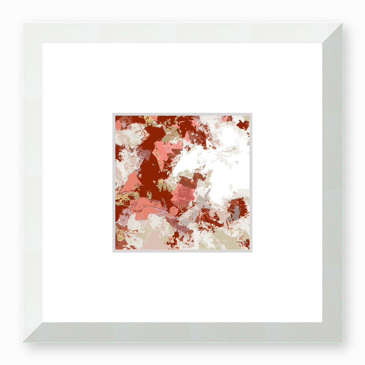 Sienna Earth Abstract Graphic Art Print with Faux Mat Board | 30 x 30 cm / 12 x 12 inches | White Frame