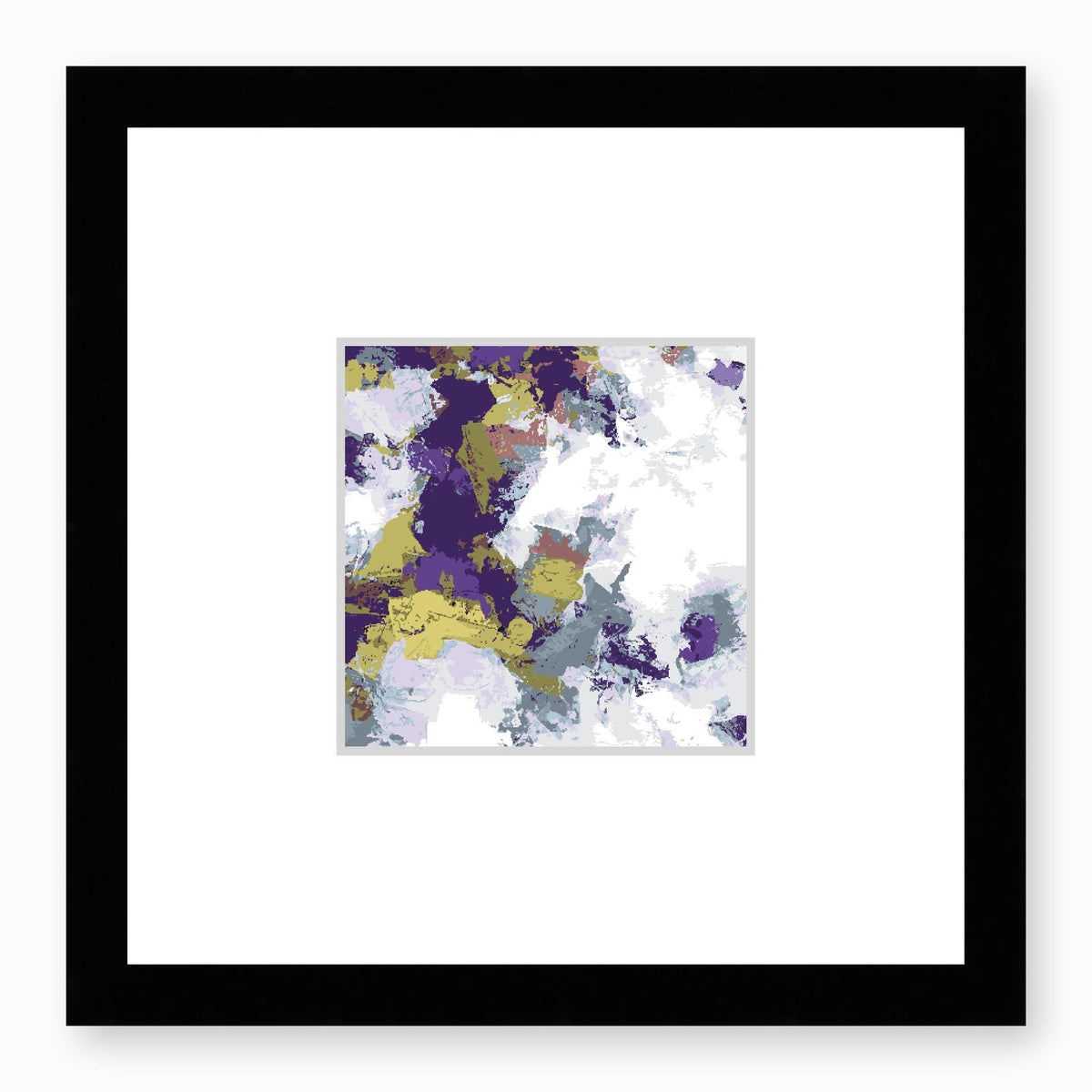 Sea Mist Abstract Graphic Art Print with Faux Mat Board | 30 x 30 cm / 12 x 12 inches | Black Frame