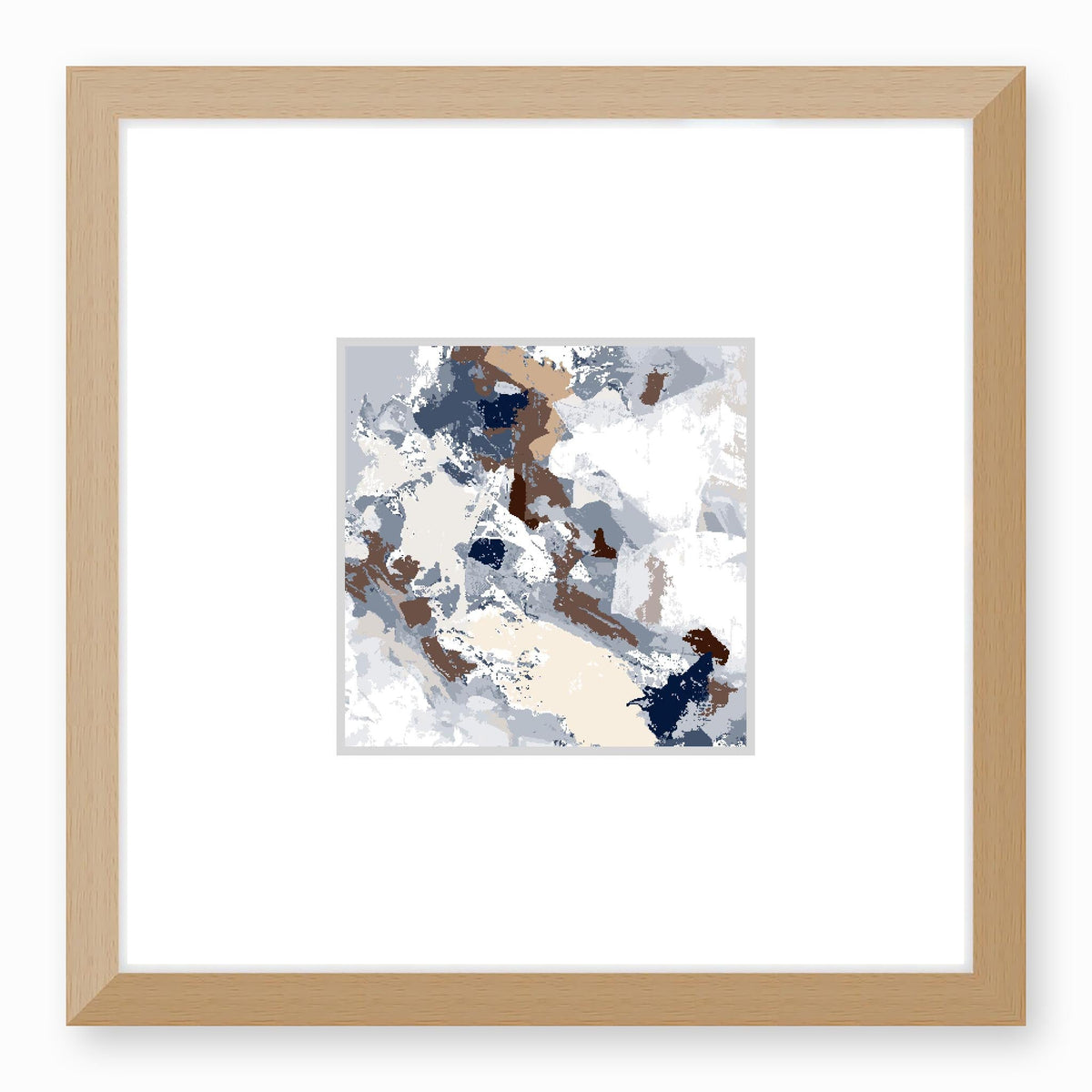 Imperial Suite Abstract Graphic Art Print with Faux Mat Board | 30 x 30 cm / 12 x 12 inches | Natural Frame