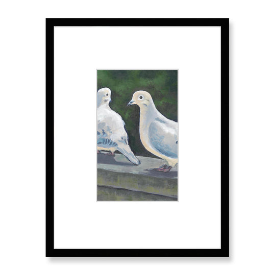 Framed Fine Art Print, Faux Mat - 18x24 inches | Mourning Doves in Acrylic, FMV-1000-1125, Prints, Fine art, Black Frame, 45 x 60 cm ,18 x 24 inches