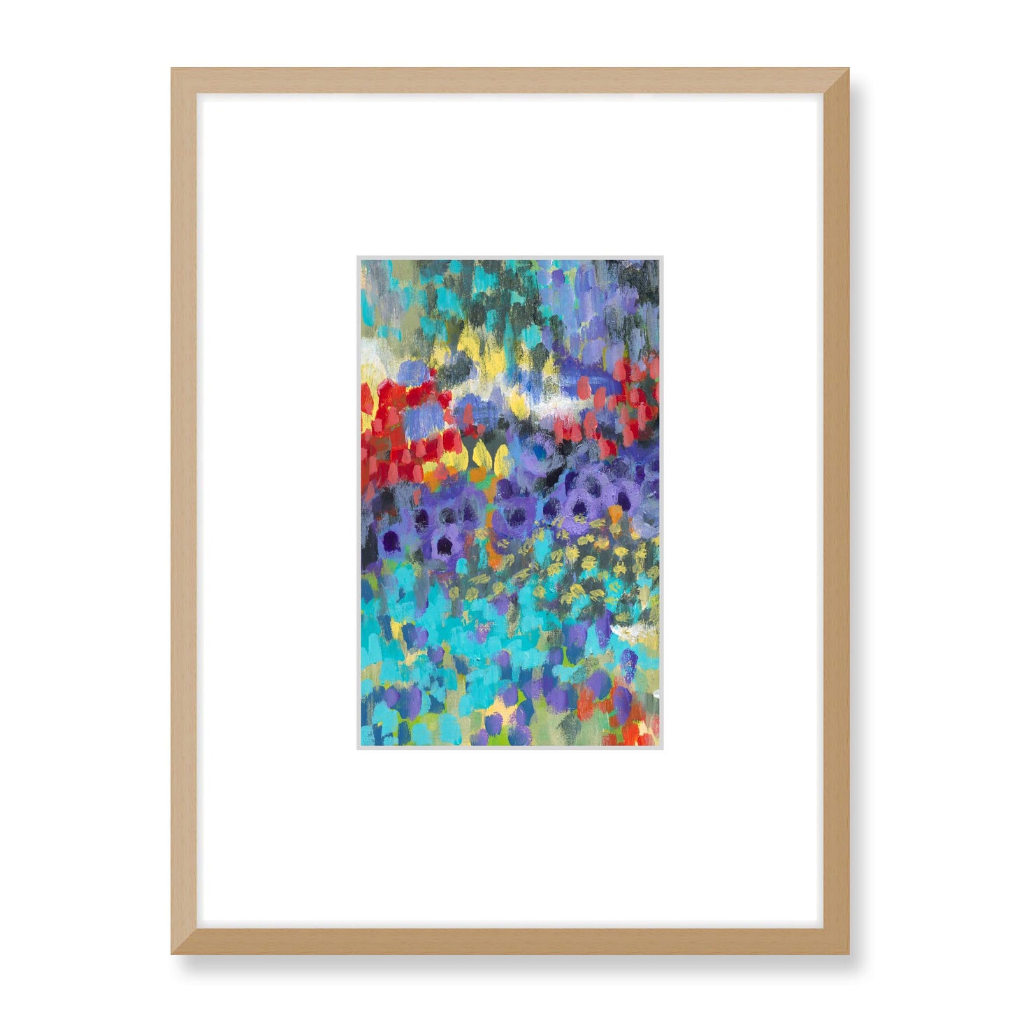 Framed Fine Art Print, Faux Mat - 18x24 inches | Floral Garden Two in Acrylic, FMV-1000-1145-001, Prints, Fine art, Natural Frame, 45 x 60 cm ,18 x 24 inches