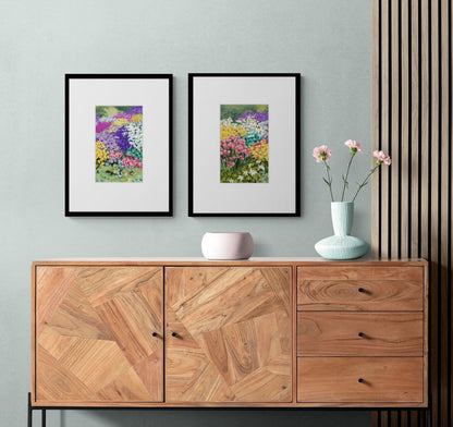 Floral Garden #1381-001 Framed Fine Art Print - Vertical Layout with Faux Mat Board
