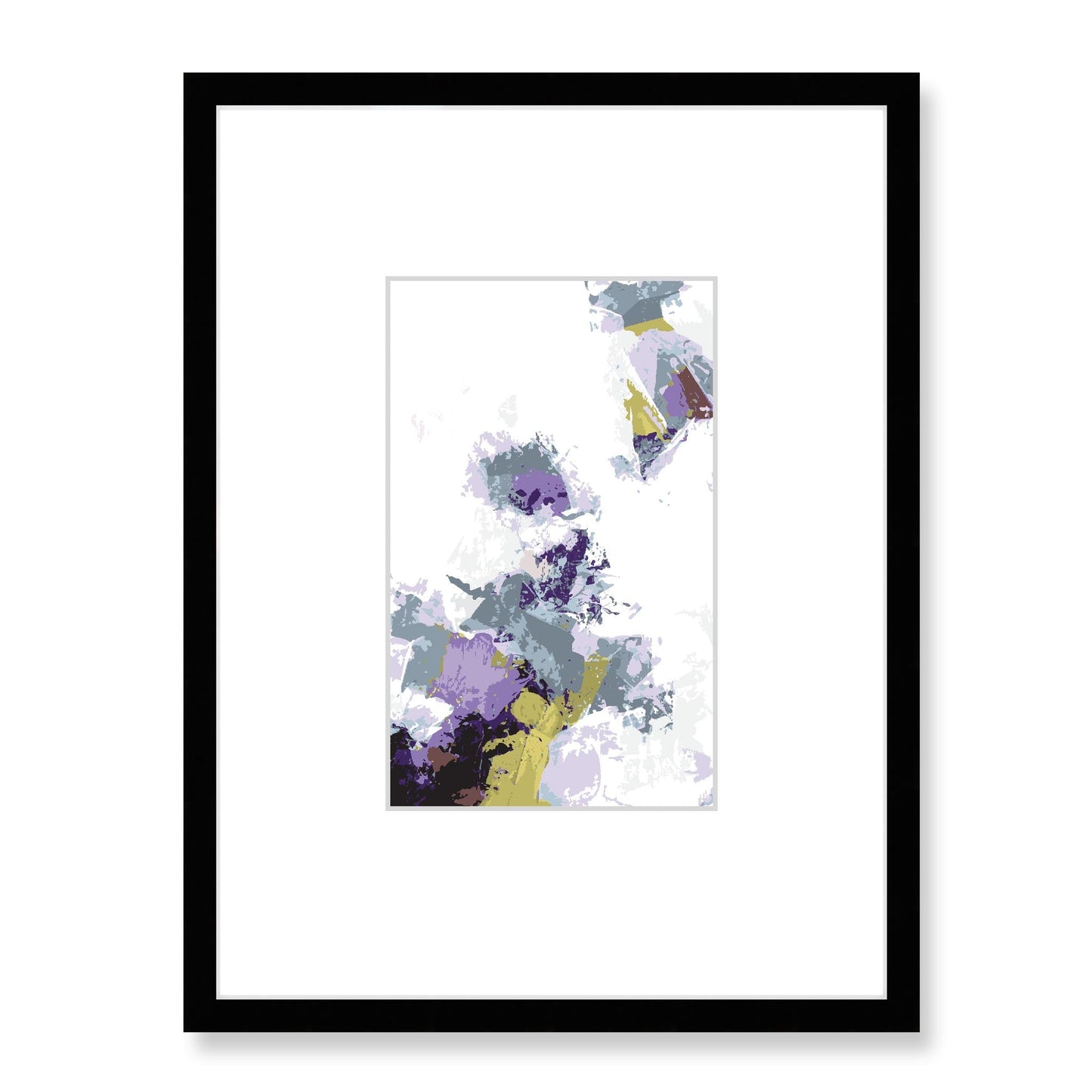Lime Zest #1142-7694 Abstract Graphic Art Print - Moody Purple & Slate Coast Design, Vertical Layout with Faux Mat Board