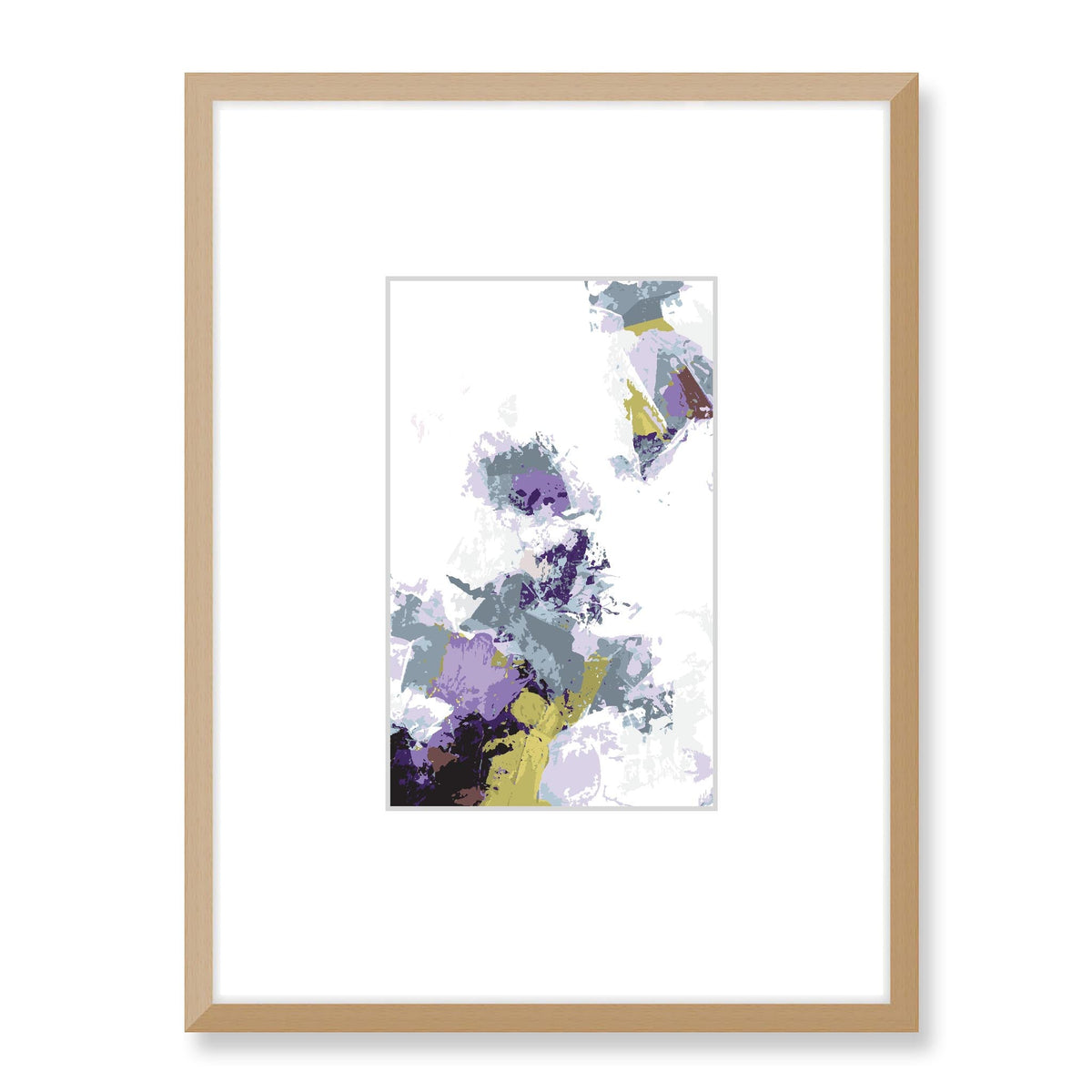 Lime Zest Abstract Graphic Art Print with Faux Mat Board | 45 x 60 cm / 18 x 24 inches | Natural Frame