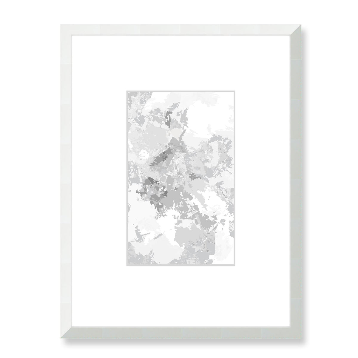Vintage Pewter Abstract Graphic Art Print with Faux Mat Board | 45 x 60 cm / 18 x 24 inches | White Frame