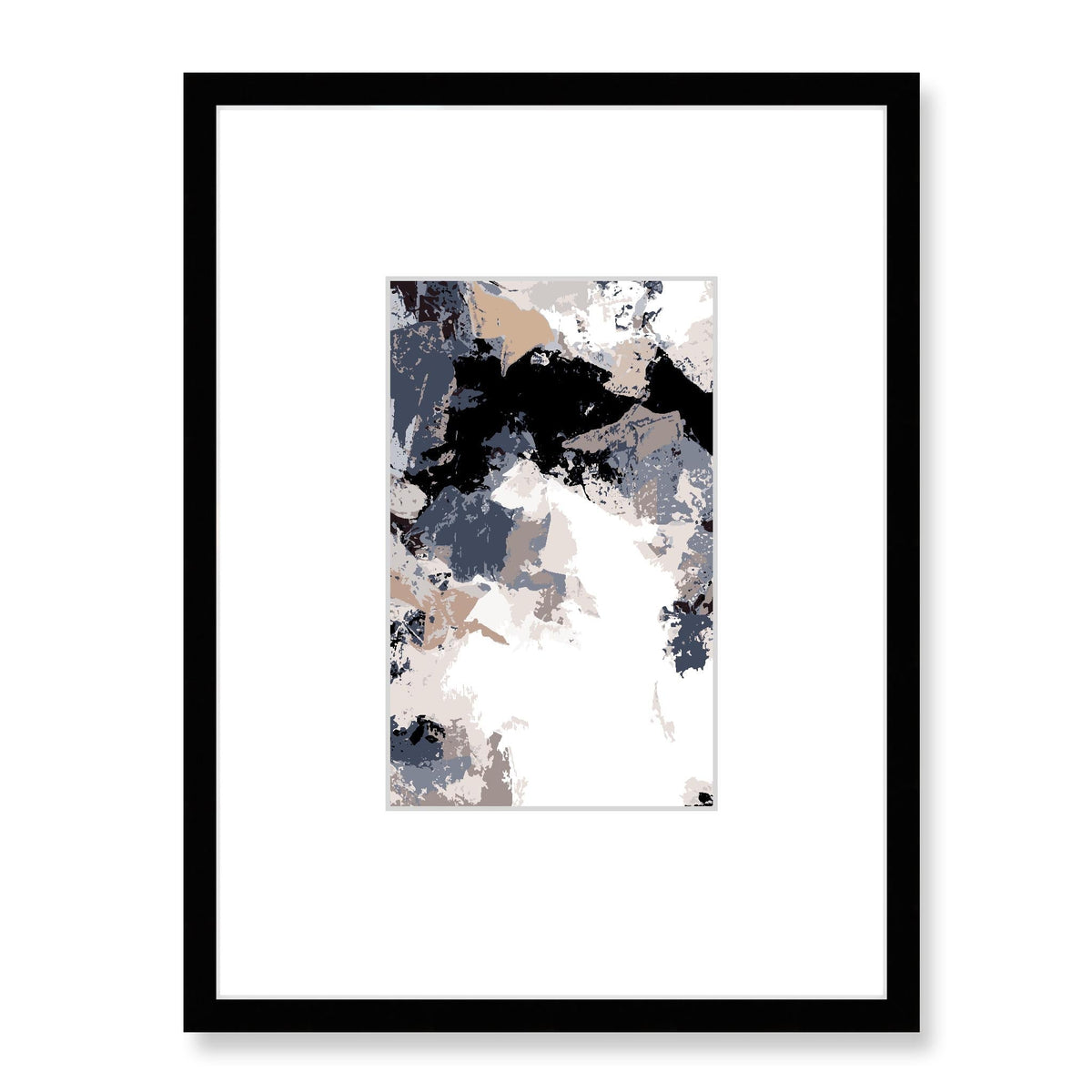 Hidden Fossil Abstract Graphic Art Print with Faux Mat Board | 45 x 60 cm / 18 x 24 inches | Black Frame