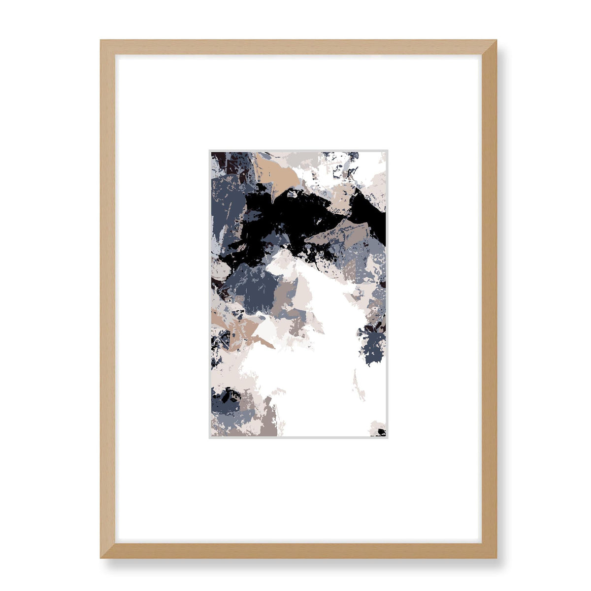 Toasted Caramel Abstract Graphic Art Print with Faux Mat Board | 45 x 60 cm / 18 x 24 inches | Natural Frame