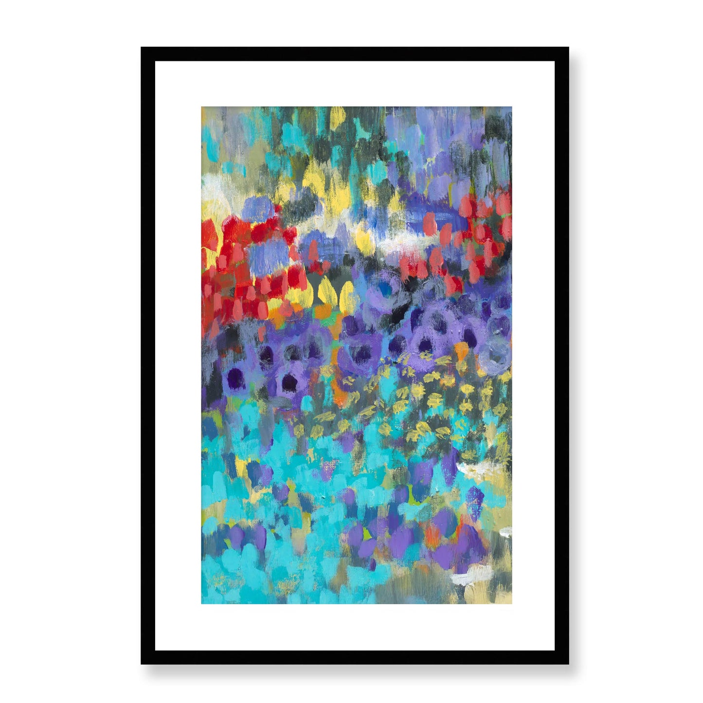 Framed Fine Art Print, White Mat - 11x14 16x20 20x28 | Floral Garden Two in Acrylic, fp2-1000-1145L, Prints, Fine art, Black Frame, 48 x 71 cm ,19 x 28 inches