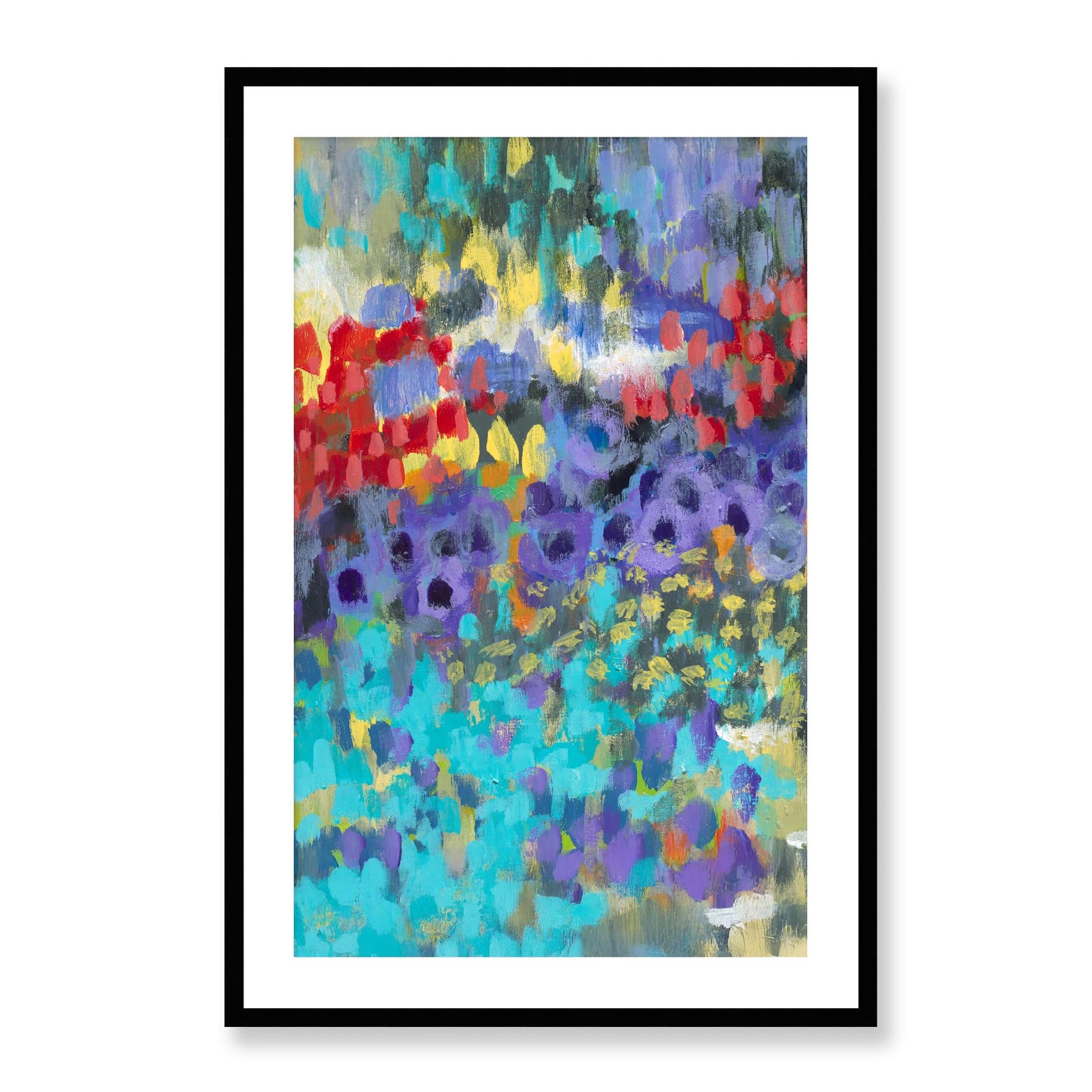 Framed Fine Art Print, White Mat - 11x14 16x20 20x28 | Floral Garden Two in Acrylic, fp2-1000-1145L, Prints, Fine art, Black Frame, 61 x 91 cm ,24 x 36 inches