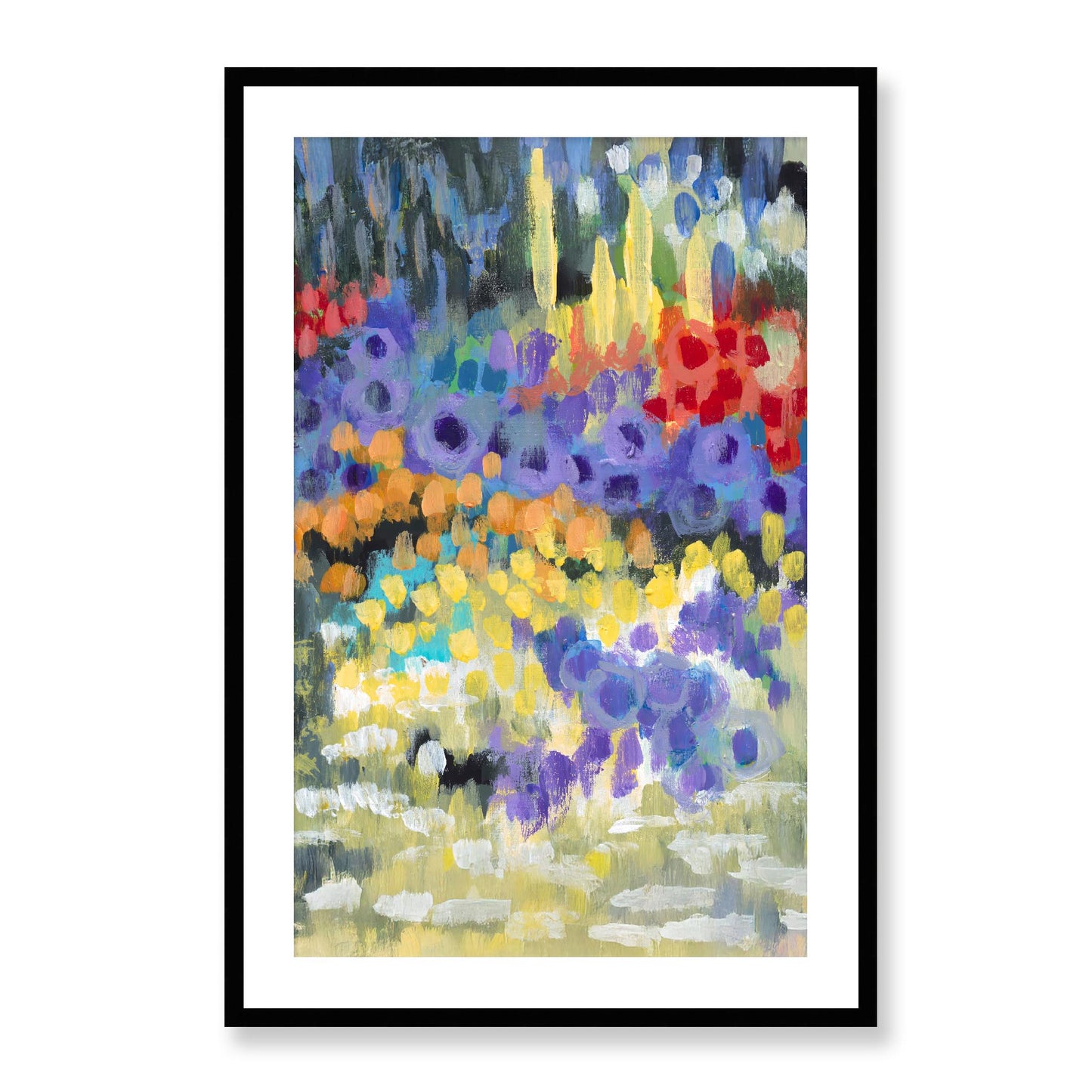 Framed Fine Art Print, White Mat - 11x14 16x20 20x28 | Floral Garden Two in Acrylic, fp2-1000-1145R, Prints, Fine art, Black Frame, 61 x 91 cm ,24 x 36 inches