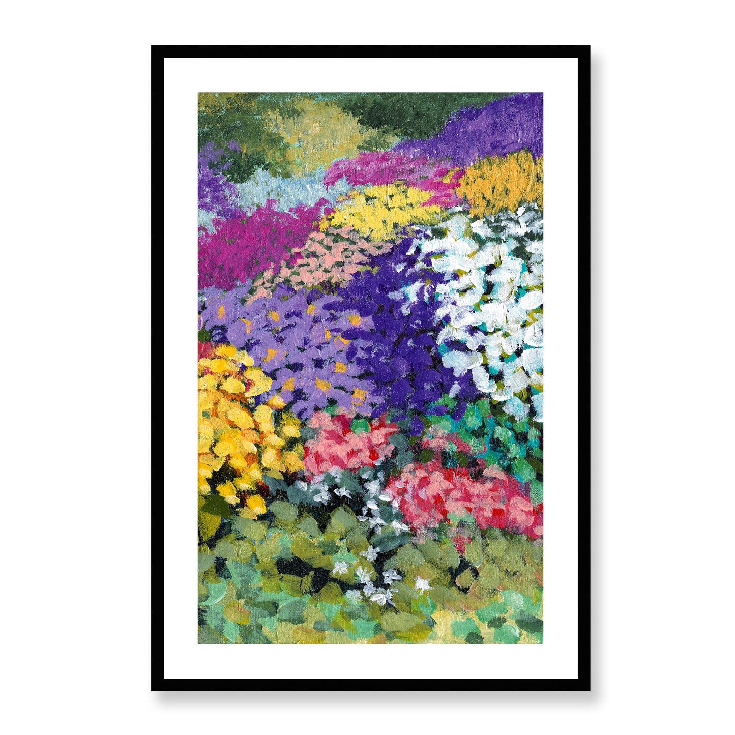 Framed Fine Art Print, White Mat - 11x14 16x20 20x28 | Floral Garden Three in Acrylic, fp2-1000-1147R, Prints, Fine art, Black Frame, 61 x 91 cm ,24 x 36 inches