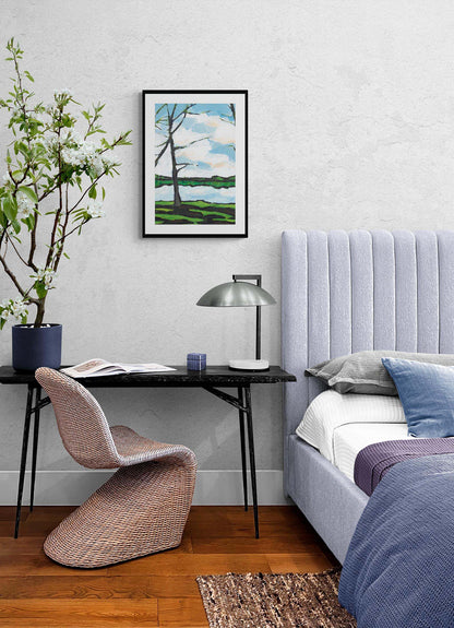 Lakeshore Landscape #1100-002 Framed Fine Art Print - Vertical 2-Inch Premium Gallery Matting