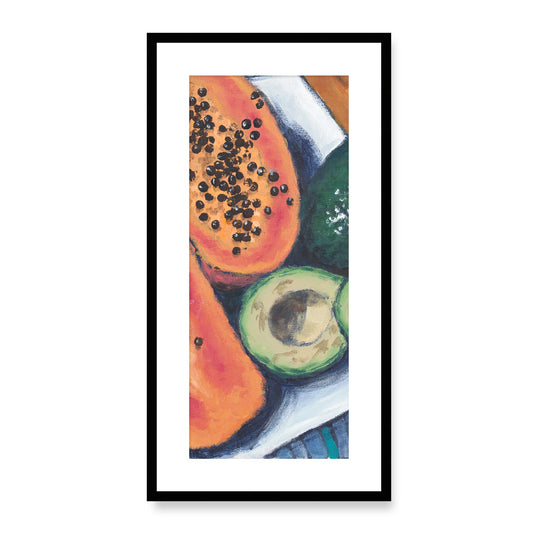 Framed Fine Art Print, White Mat - 16x33 inches | Avocados, FP3-1000-1105-C, Prints, Fine art, Black Frame, 36 x 71 cm ,14 x 28 inches