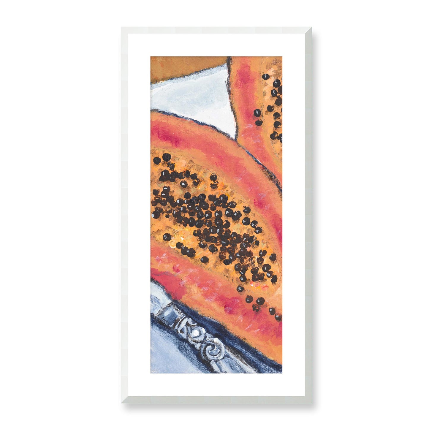 Framed Fine Art Print, White Mat - 16x33 inches | Papaya, FP3-1000-1105-L, Prints, Fine art, White Frame, 41 x 84 cm ,16 x 33 inches