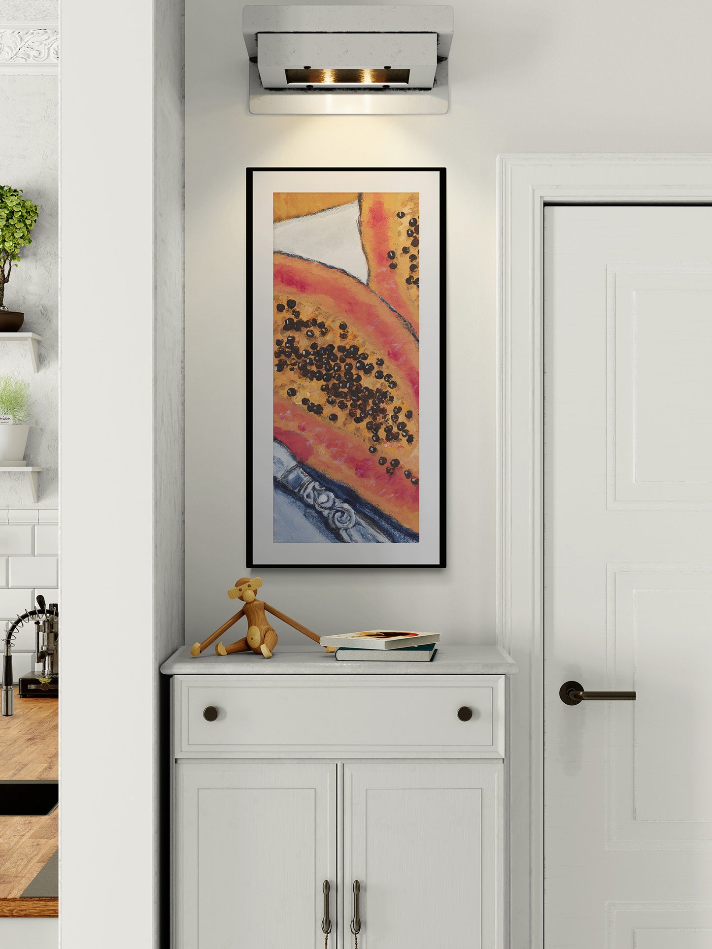Papaya & Avocados #2105-001 Framed Fine Art Print - Vertical 2-Inch Premium Gallery Matting - Panoramic Layout
