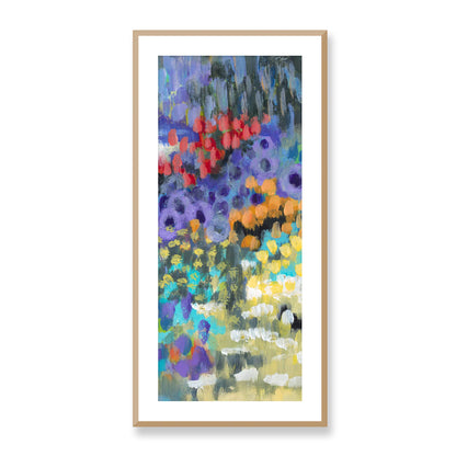 Framed Fine Art Print, White Mat - 16x33 inches | Floral Garden, FP3-1000-1145-C, Prints, Fine art, Natural Frame, 48 x 102 cm ,19 x 40 inches