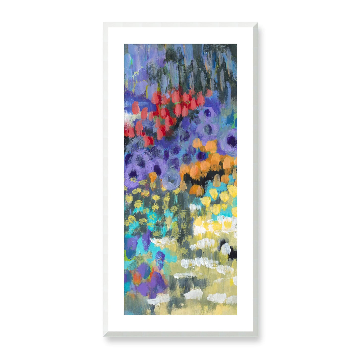 Framed Fine Art Print, White Mat - 16x33 inches | Floral Garden, FP3-1000-1145-C, Prints, Fine art, White Frame, 48 x 102 cm ,19 x 40 inches