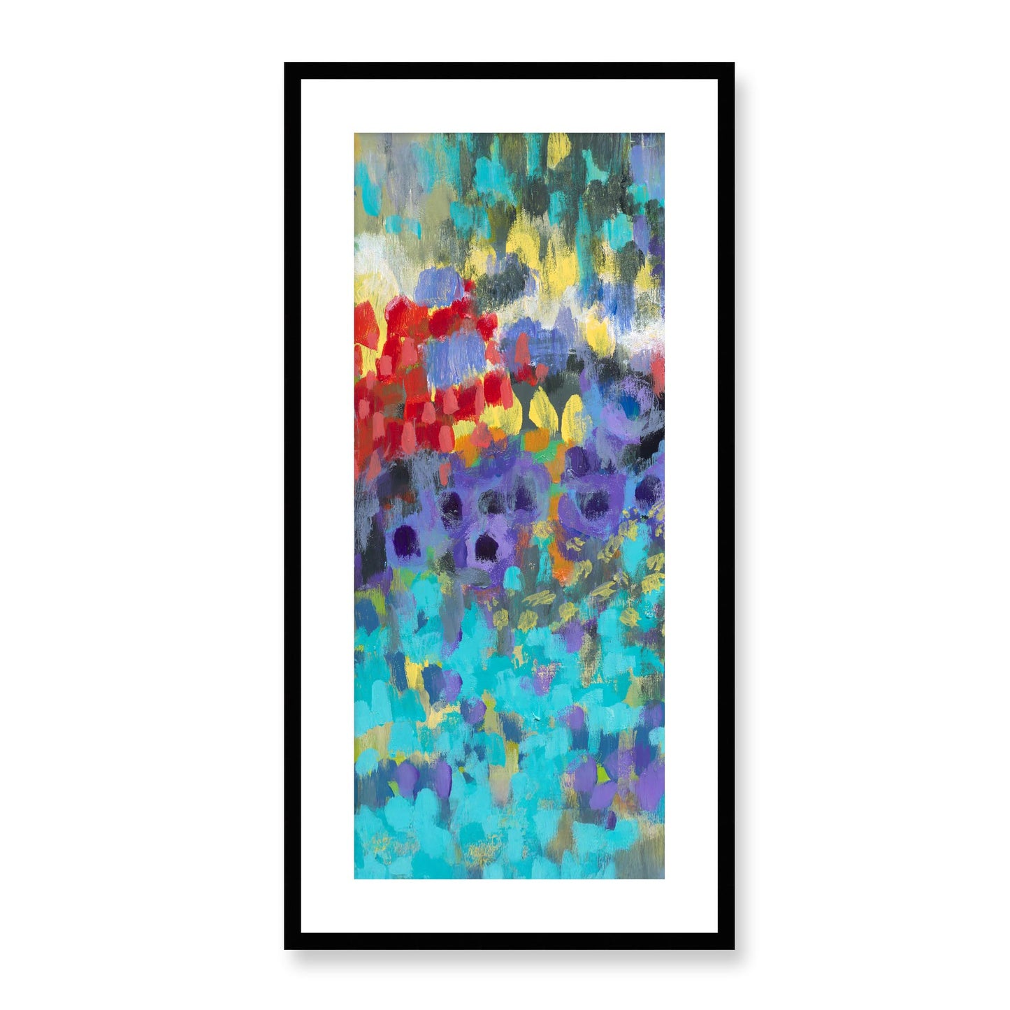 Framed Fine Art Print, White Mat - 16x33 inches | Floral Garden, FP3-1000-1145-L, Prints, Fine art, Black Frame, 41 x 84 cm ,16 x 33 inches