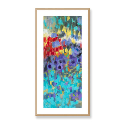 Framed Fine Art Print, White Mat - 16x33 inches | Floral Garden, FP3-1000-1145-L, Prints, Fine art, Natural Frame, 41 x 84 cm ,16 x 33 inches