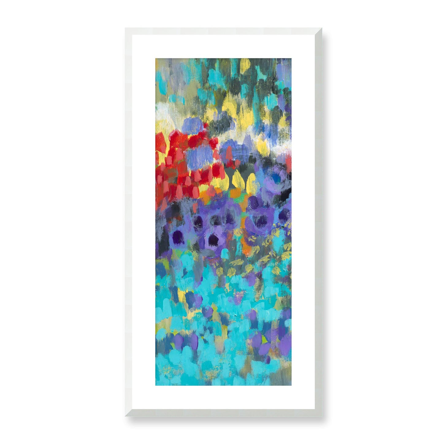 Framed Fine Art Print, White Mat - 16x33 inches | Floral Garden, FP3-1000-1145-L, Prints, Fine art, White Frame, 41 x 84 cm ,16 x 33 inches