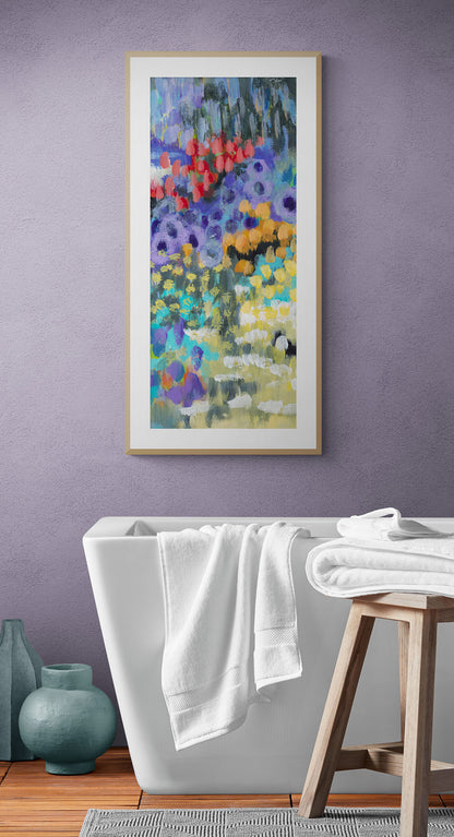 Wildflower Garden #2145-002 Framed Fine Art Print - Vertical 2-Inch Premium Gallery Matting - Panoramic Layout