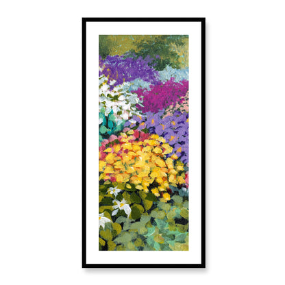 Framed Fine Art Print, White Mat - 16x33 inches | Floral Garden, FP3-1000-1147-C, Prints, Fine art, Black Frame, 48 x 102 cm ,19 x 40 inches
