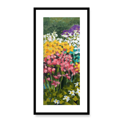 Framed Fine Art Print, White Mat - 16x33 inches | Floral Garden, FP3-1000-1147-L, Prints, Fine art, Black Frame, 36 x 71 cm ,14 x 28 inches