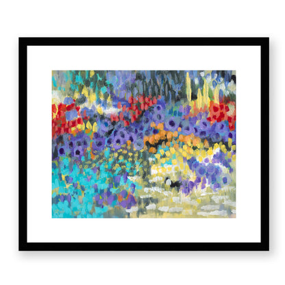 Framed Fine Art Print, White Mat - 14x12 19x16 24x20 29x24 34x28 39x32 inches | Floral Garden Two in Acrylic, FPH-1000-1145, Prints, Fine art, Black Frame, 48 x 41 cm, 19 x 16 inches
