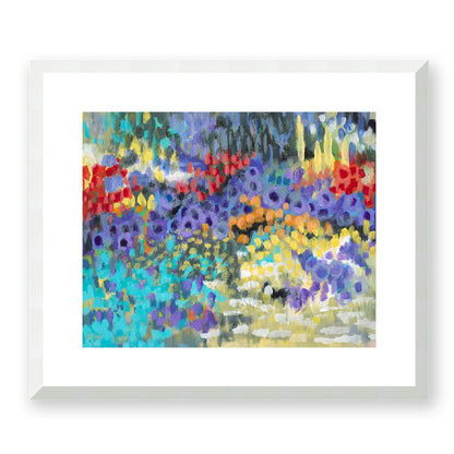 Framed Fine Art Print, White Mat - 14x12 19x16 24x20 29x24 34x28 39x32 inches | Floral Garden Two in Acrylic, FPH-1000-1145, Prints, Fine art, White Frame, 48 x 41 cm, 19 x 16 inches