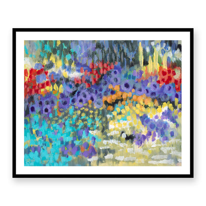 Framed Fine Art Print, White Mat - 14x12 19x16 24x20 29x24 34x28 39x32 inches | Floral Garden Two in Acrylic, FPH-1000-1145, Prints, Fine art, Black Frame, 99 x 81 cm, 39 x 32 inches